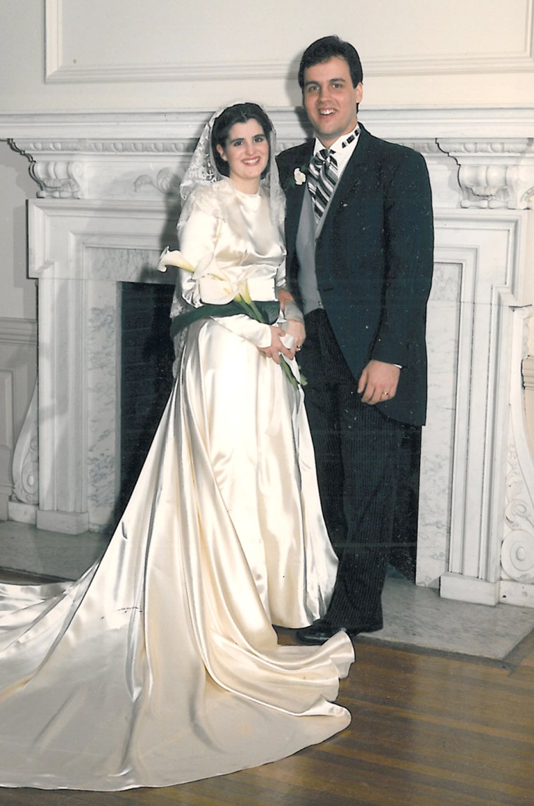 His wedding photo with Mary Pat in 1986